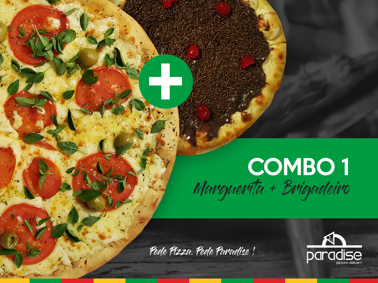 Promoção de Pizza - Combo 1 - Pizza de Marguerita Grande + Pizza Broto de Brigadeiro Artesanal